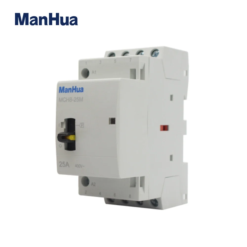 ManHua MCH8-25M 4P 25A 220V/230V 50/60HZ Din rail Household ac Modular contactor with Manual Control Switch