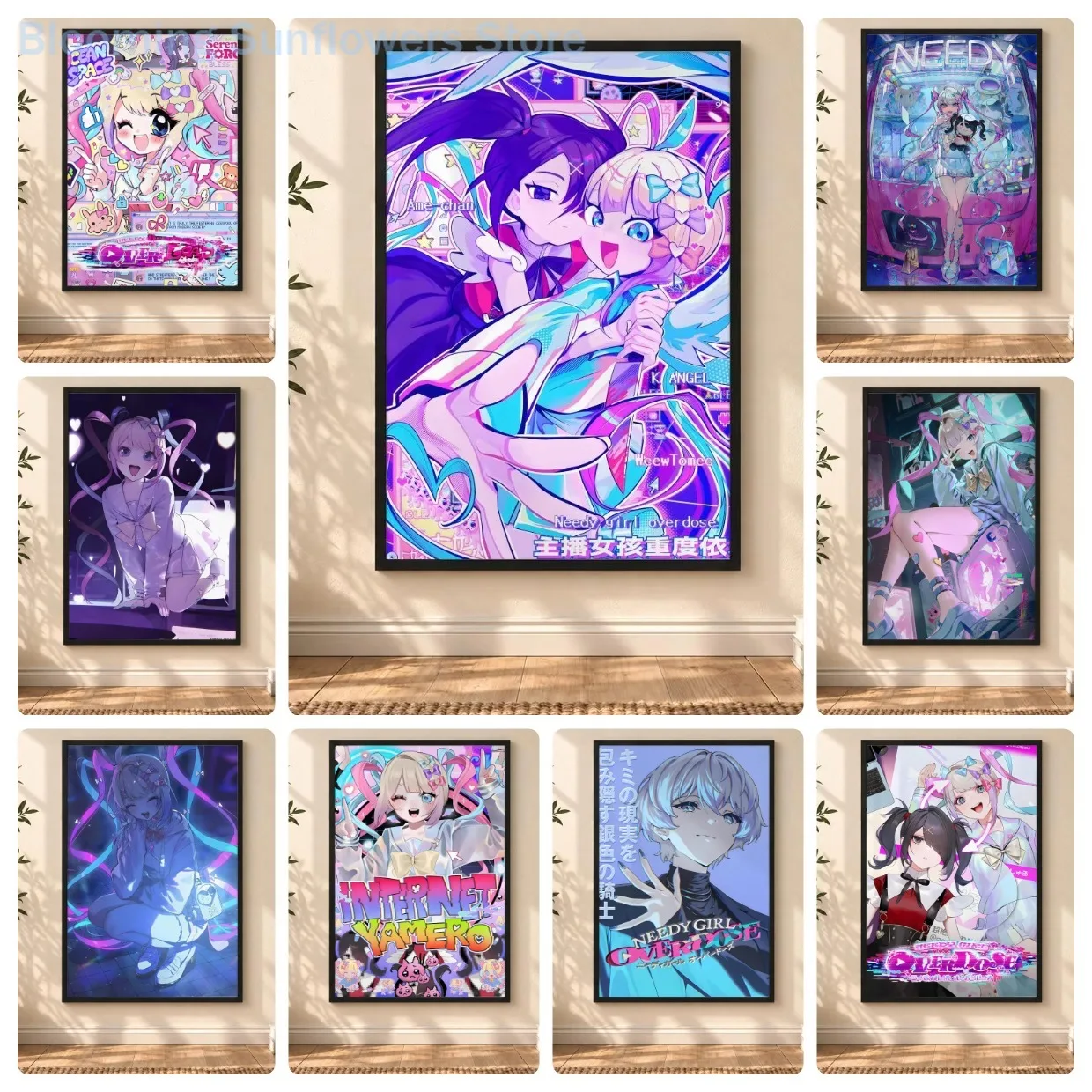 70X50cm Adult Puzzle 1000 Pieces Paper Jigsaw Puzzles Anime Needy Streamer Overload Painting Series Learning Education Craft Toy