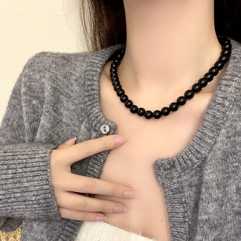 MiHan Fashion Jewelry Vintage Luxury Temperament Black Color Simulated Pearl Necklace For Women 2023 Trend New Wholesale