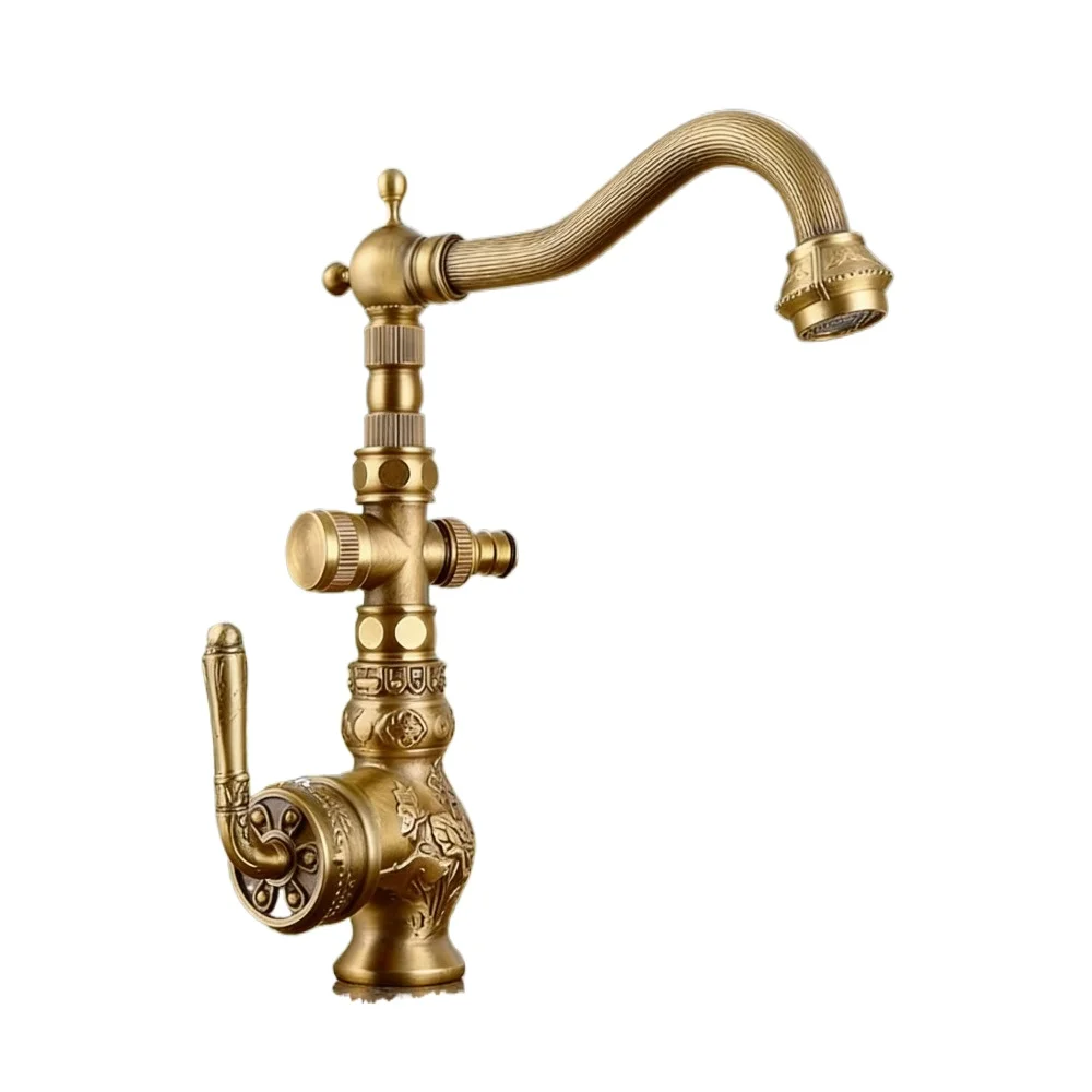 

Thickened antique brass antifreeze faucet, outdoor courtyard garden retro marble outdoor wash basin faucet