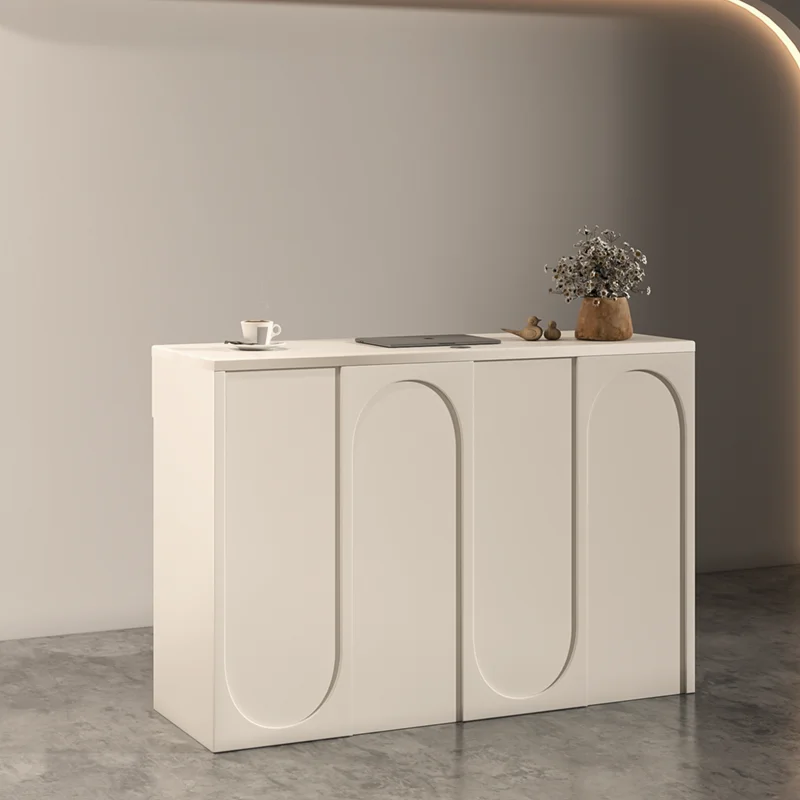 

​​Nordic Cream Multi-Purpose Reception Counter Customizable for Boutique Salon Spa Yoga Studio Cashier Desk Furniture FYRD​