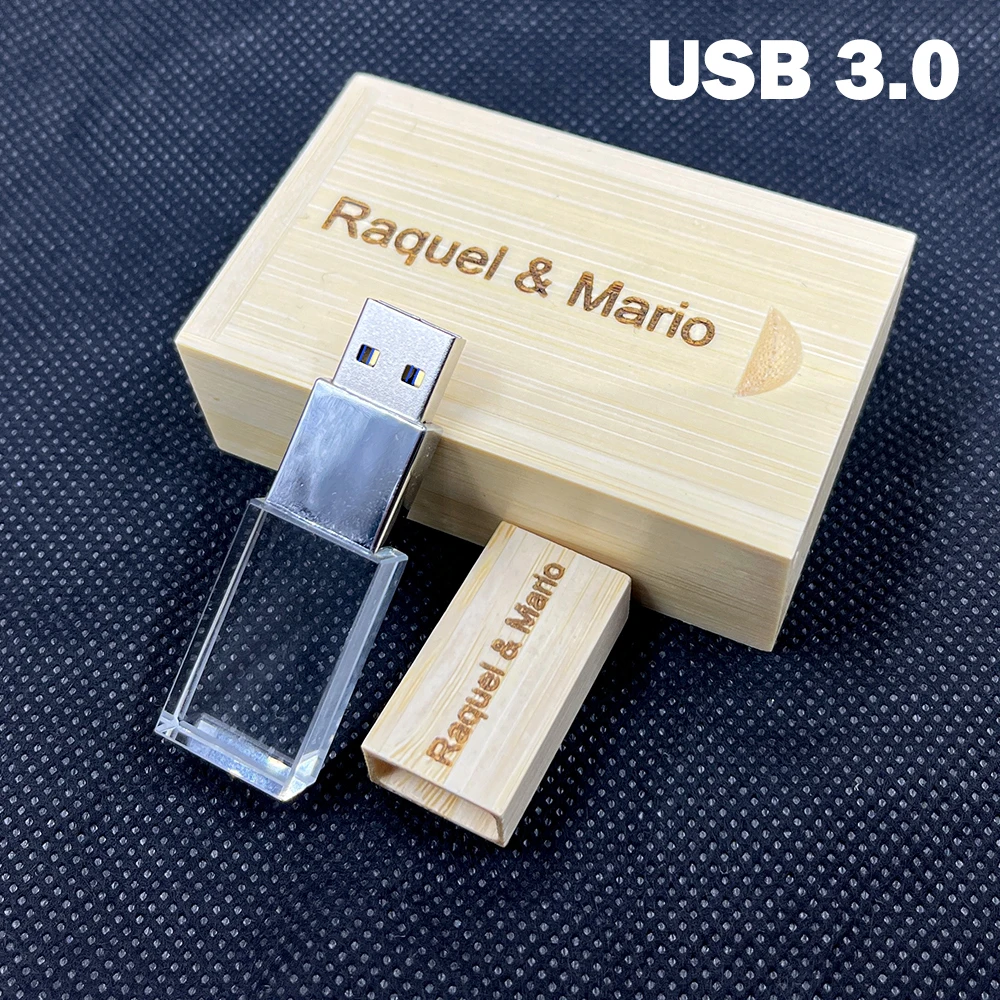Fotografia di matrimonio LOGO personalizzato Chiavetta USB 3.0 in legno di cristallo di legno 64 GB 32 GB 16 GB 4 GB Versione Memory stick U disco