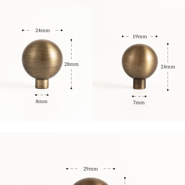 Round antique brushed brass cabinet knob — supplier illustration 23