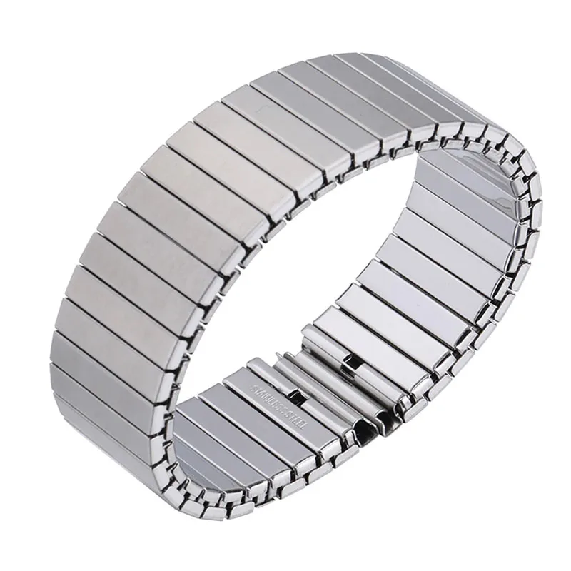 14mm 16mm 18mm 20mm 22mm Stainless Steel Elastic Stretch Strap Watch Band Metal Expansion Strap Wristband Accessories Bracelet