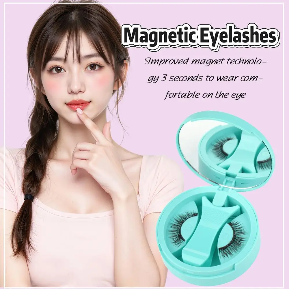 1 par de pestañas magnéticas, No se necesita pegamento, reutilizables, 3D, naturales y portátiles, amigables a las personas perezosas para el maquillaje de ojos C9G8