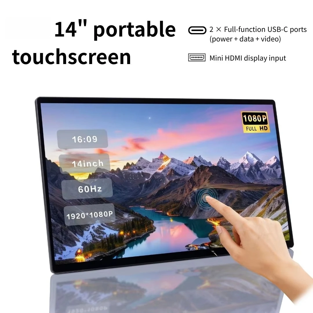14 inch 1080p Touch Screen Portable Monitor Type c Mini Portable Touch Screen Monitor