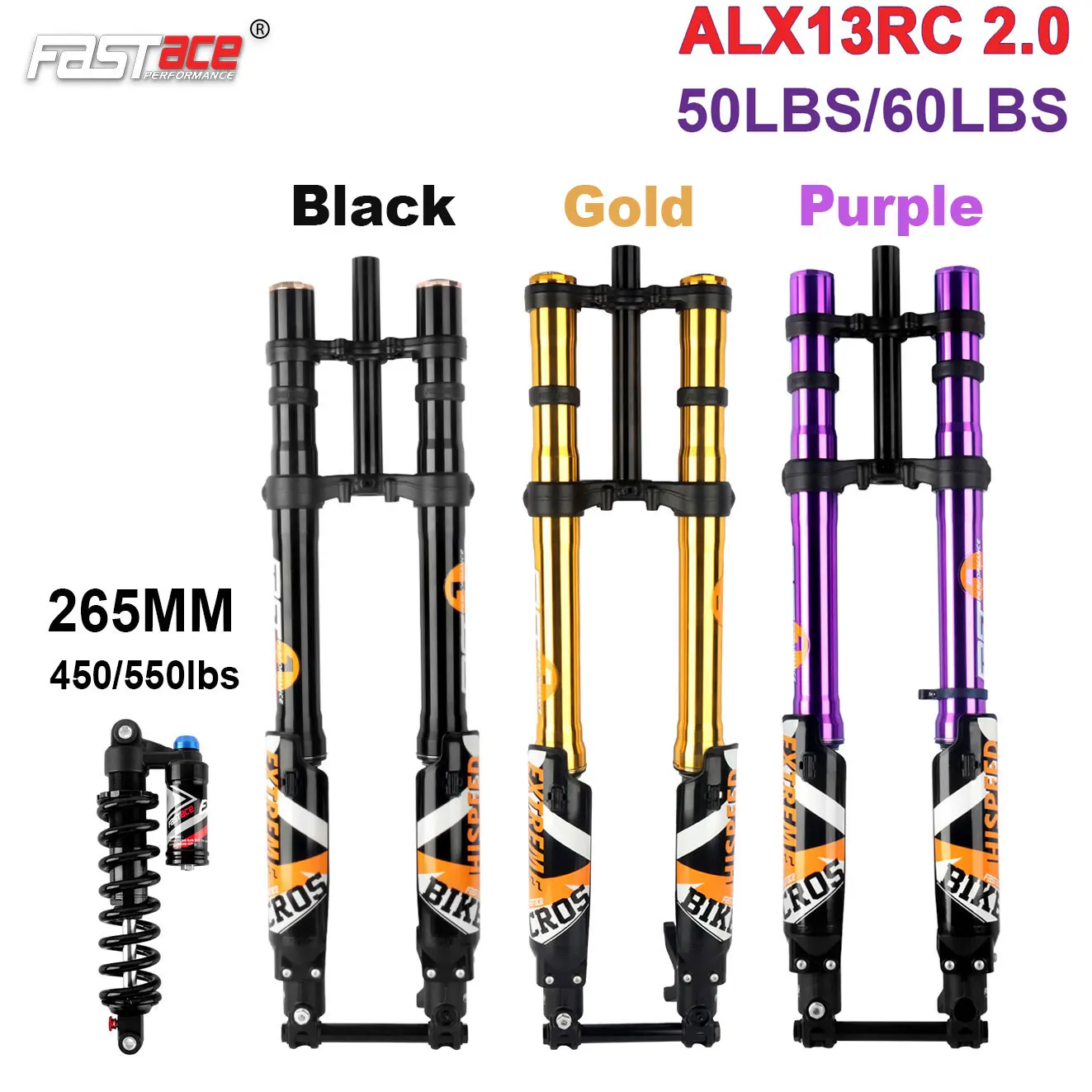 

Fastace ALX13RC 60lbs Front Suspension Shock Absorber 265 Rear Shock 450 550lbs for Surron Light Bee Talaria Sting E Ride Pro SS
