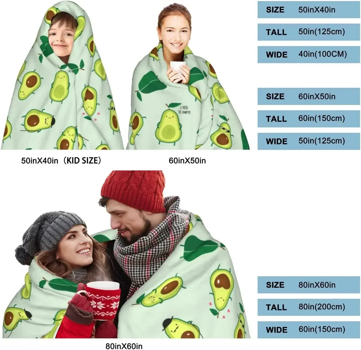 الأفوكادو صوف بطانية رمي ، الكرتون الأخضر الأفوكادو أفخم دافئ ، البطانيات السفر خفيفة الوزن الدافئة ، لطيف ، 60x50" #6