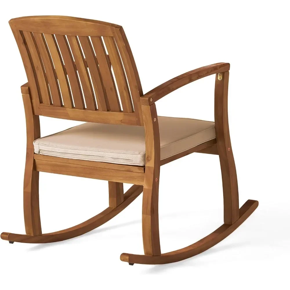 Selma-Acacia Rocking Chair com Almofada, Teca Finish