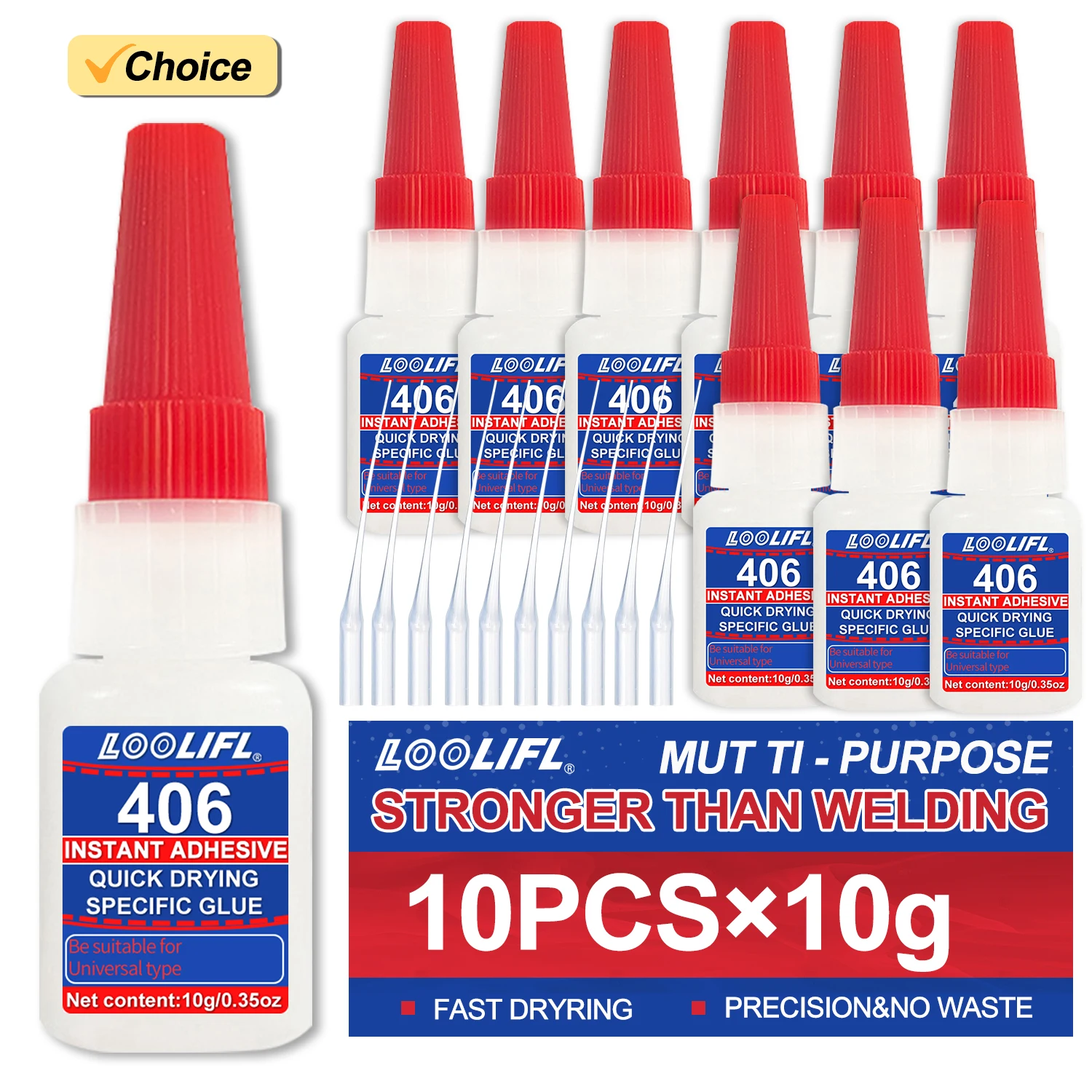 1–10 Stück 406 Superkleber für Kunststoff, professioneller Klebstoff, transparenter Cyanacrylat-Kleber, schnell trocknend, geruchlos, langanhaltende Verklebung