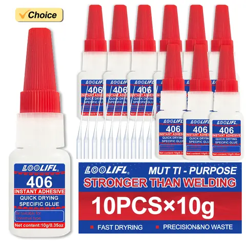 1-10Pcs 406 Super Glue Plastic Professional Adhesive Transparent Cyanoacrylate Glue Fast Drying Odorless Long Lasting Bonding