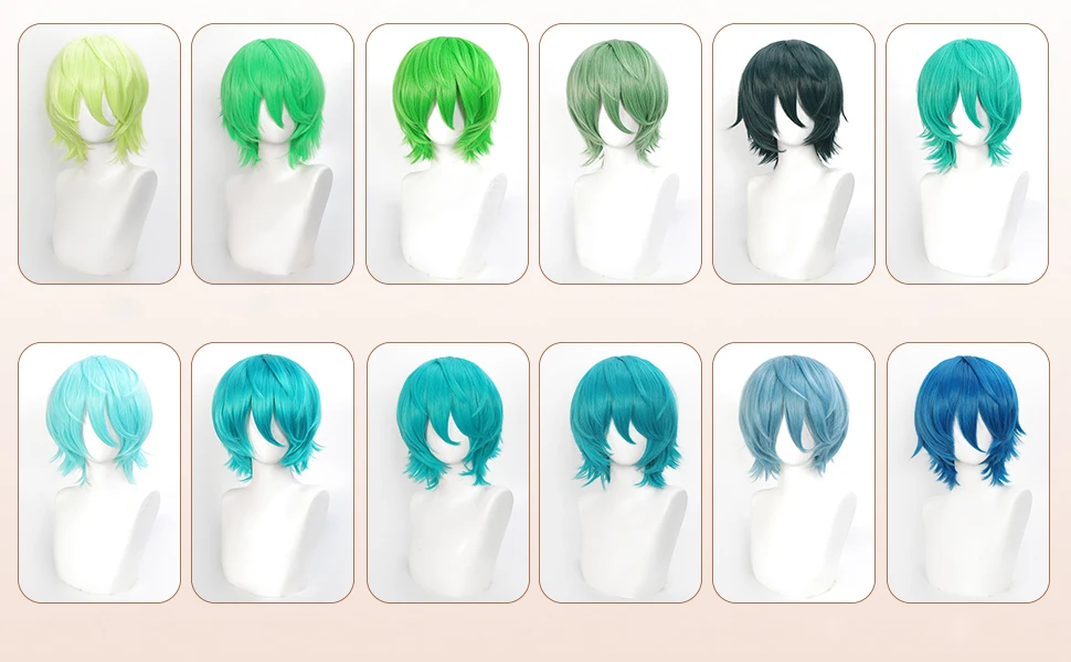 Cosplay-Perücken, Unisex-Anime-Perücke, 12 cm, kurze Haare, universelle Kostüm-Synthetikperücke mit Pony + Kappe, für Partys, Festivals – Detail 4