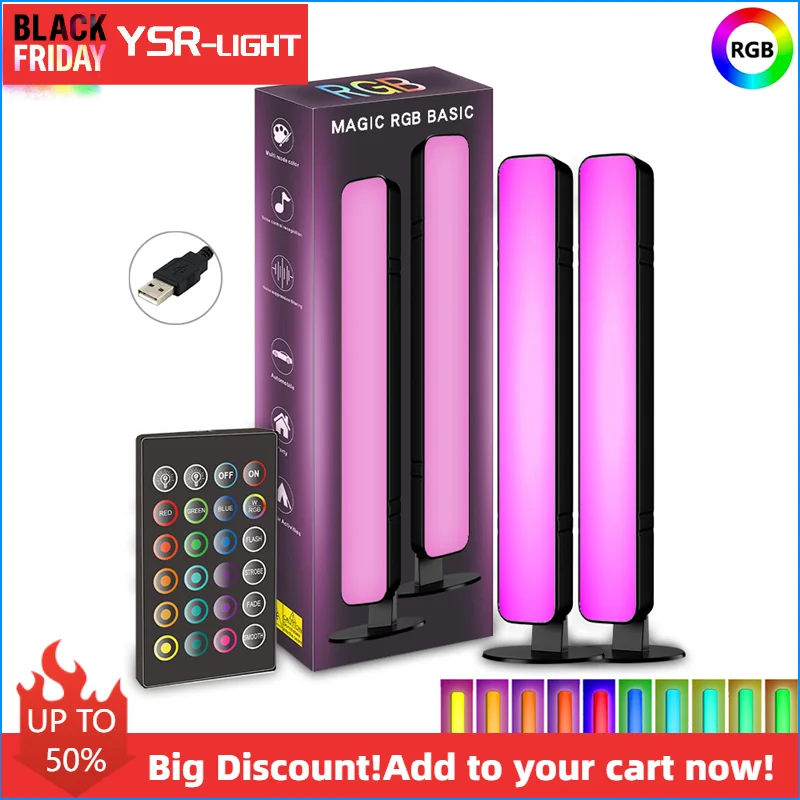 Smart RGB LED Light Desk Atmosphere Lamp USB DC5V 24 Key Remote Control Music Rhythm For Computer Gaming Desktop Bedroom Decor