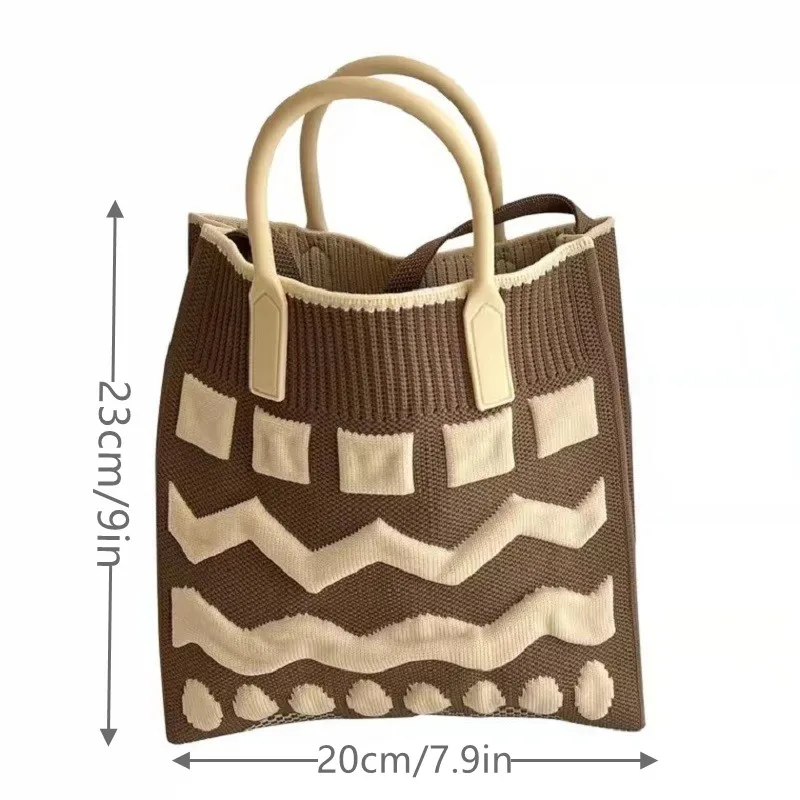 Fashion Vintage Crochet Plaid Medium Size Handbag Summer Ins Korean Retro Knit Square Stylish Side Sling Bag Crossbody Bag