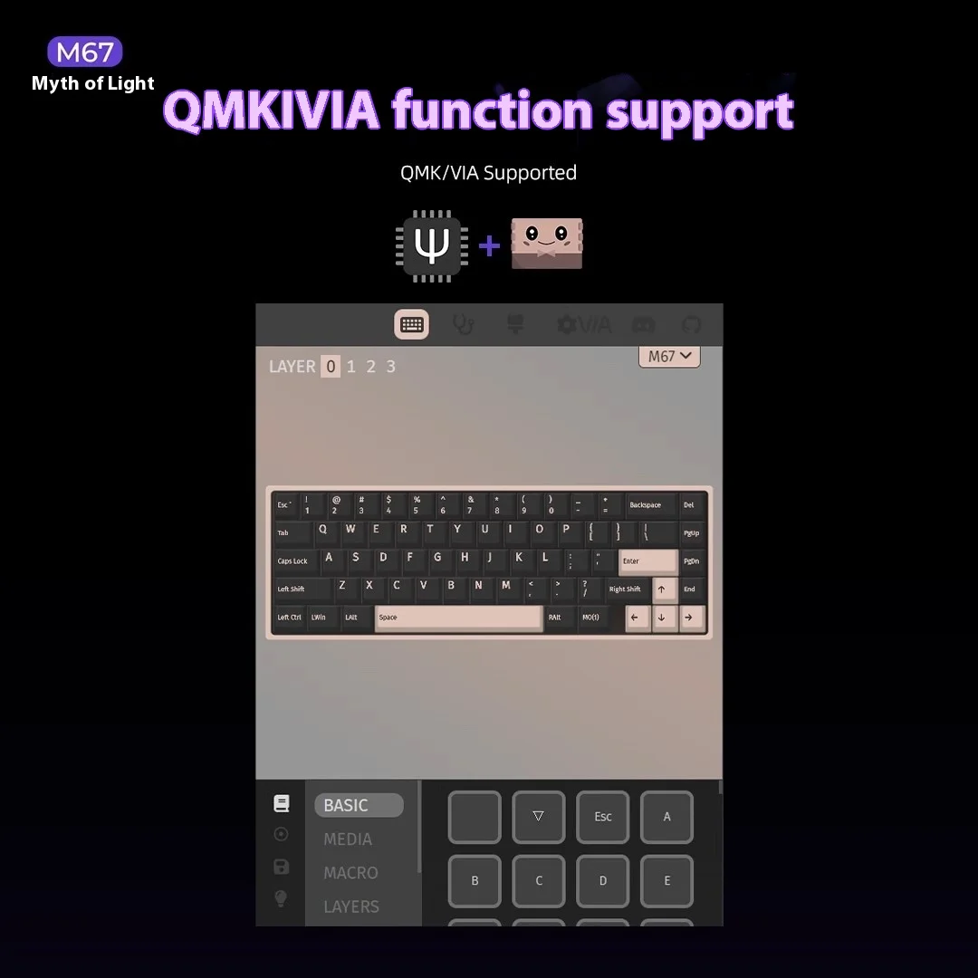 Imagem -02 - Teclado com Fio Mecânico Smd Aprimorado Rgb Led Imd Keycaps Teclado para Jogos Suporte Qmk Via Junta Presentes pc Gamer Xvx-m67