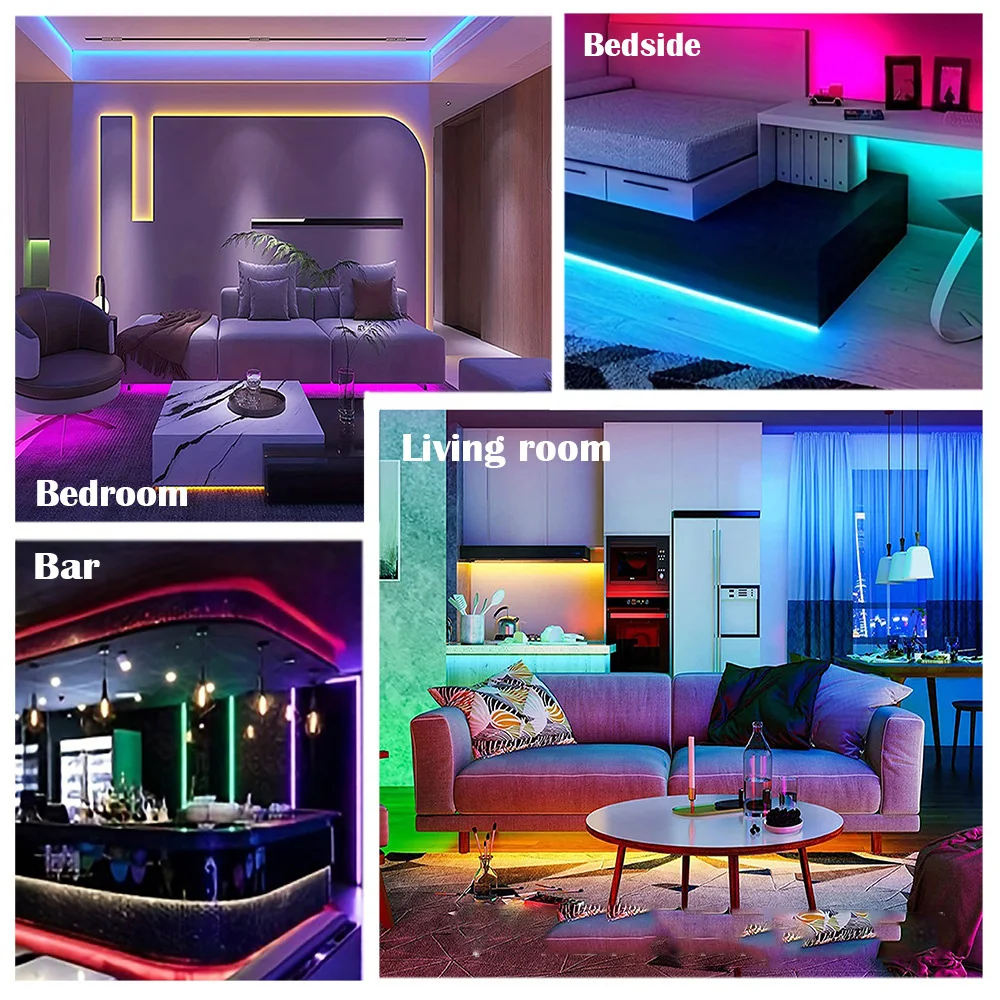 Motorcycle LED Strip Lights 5050 RGB Bluetooth APP Remote Control USB Christmas Decorative Lights for Motorcycle Room Decor