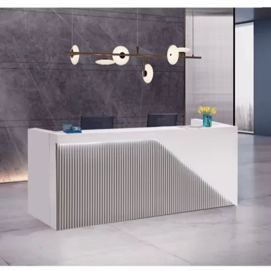 1021 Modern Minimalist Reception Counter Adjustable Office Furniture for Hotels Beauty Salons and Offices Stone Material