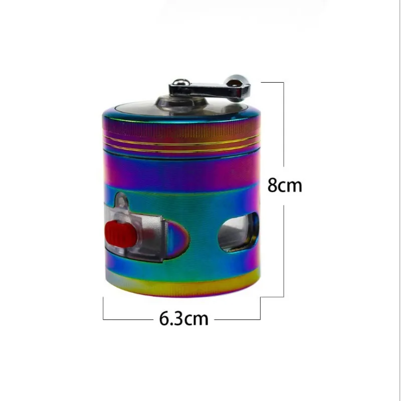 63MM-4 Layer Zinc Alloy Hand Crank with Drawer Cigarette Grinder New Grinder Cigarette Set