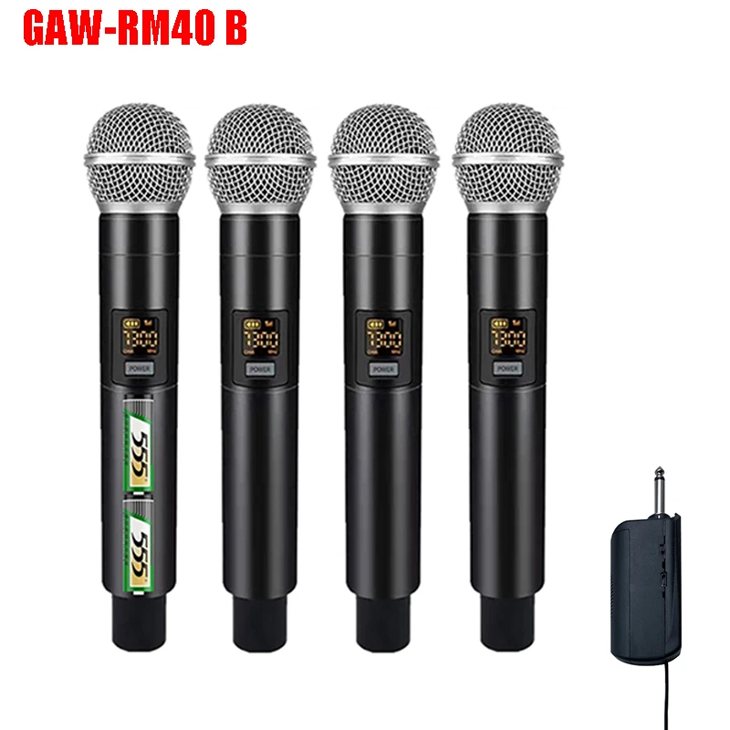 Professional 1/4 Channels UHF Fixed Frequency Wireless Microphone Handheld Karaoke Microphone for Party Stage Performance Church