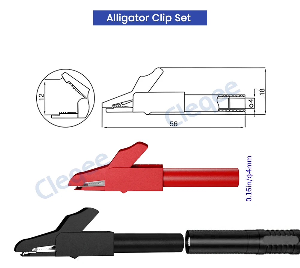 Cleqee Kit De 25 Fils De Test En Silicone Pour Multimètre Avec Aiguilles De Précision Interchangeables Plaquées Or 4 Mm, Pinces Crocodiles, Câbles De Crochet De Test Minigrabber Et Sondes De Test