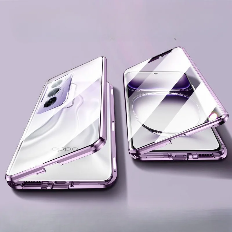 Double-sided Glass Phone Case for OPPO Reno12 Pro 12F Magnetic Case 360° Full Protection For Reno12 CPH2625 12Pro CPH2629 Cover