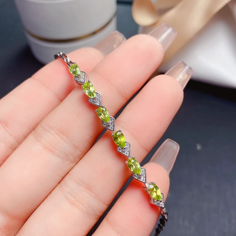 Natural Olivine Bracelet for women silver 925 jewelry luxury gem stones 18k gold plated free shiping items