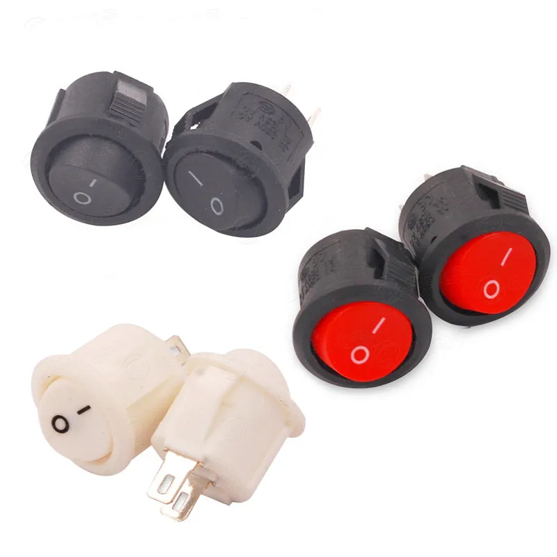 5 szt. O średnicy KCD1-105 16.5mm mały okrągły przełącznik Rocker do łodzi Mini okrągły czarny biały czerwony 2Pin/3Pin ON-OFF ON-OFF
