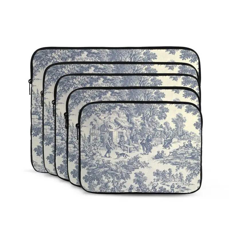 Vintage French Toile De Jouy Laptop Sleeve Bag Business Briefcase Water-Resistant Carrying Cover for Ultrabook Notebook Tablet
