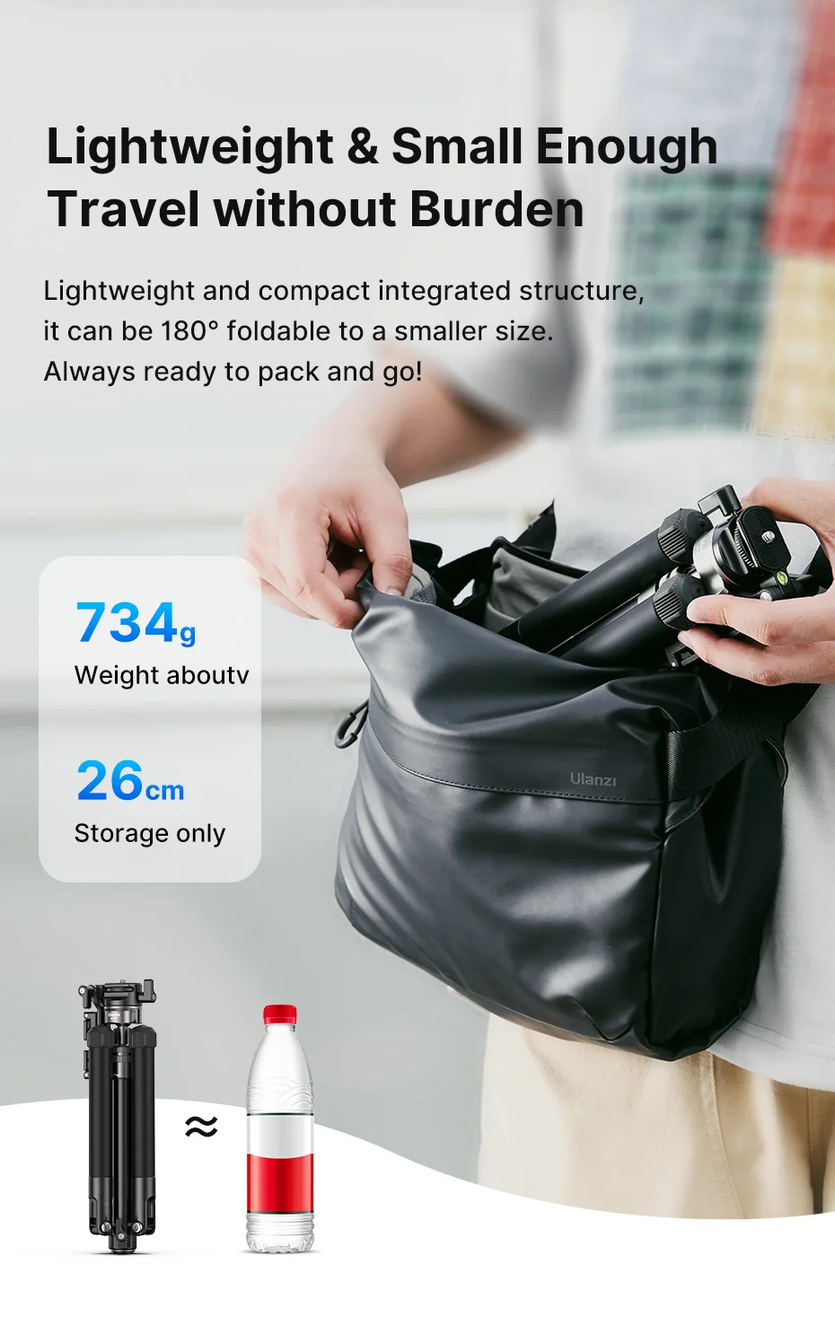 Ulanzi MT-63 26 cm tragbares Mini-Stativ mit 360 ° Horizontaler und vertikaler Panoramakopf für Smartphones-Kameras – Detail 3