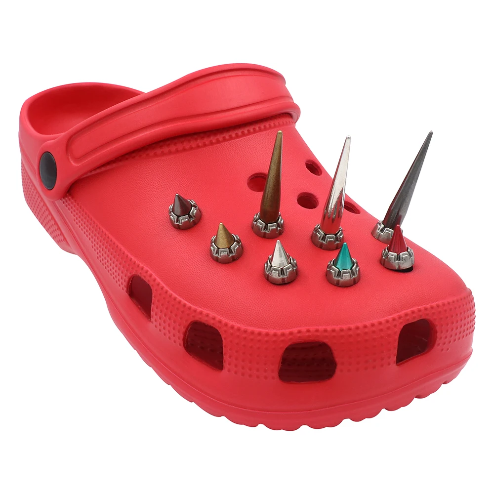 1 Set 14 Pcs Крокросы Shoe Accessories Charm Pins Conical 지비츠 Punk Style Metal Decorations Hole Sandals Adult Kids Party Gift