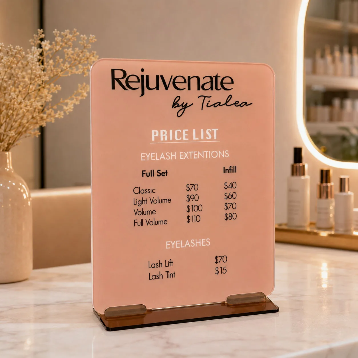 Custom Acrylic Salon Price List Sign Personalized Logo Business Sign for Beauty Shop Reception Counter Display