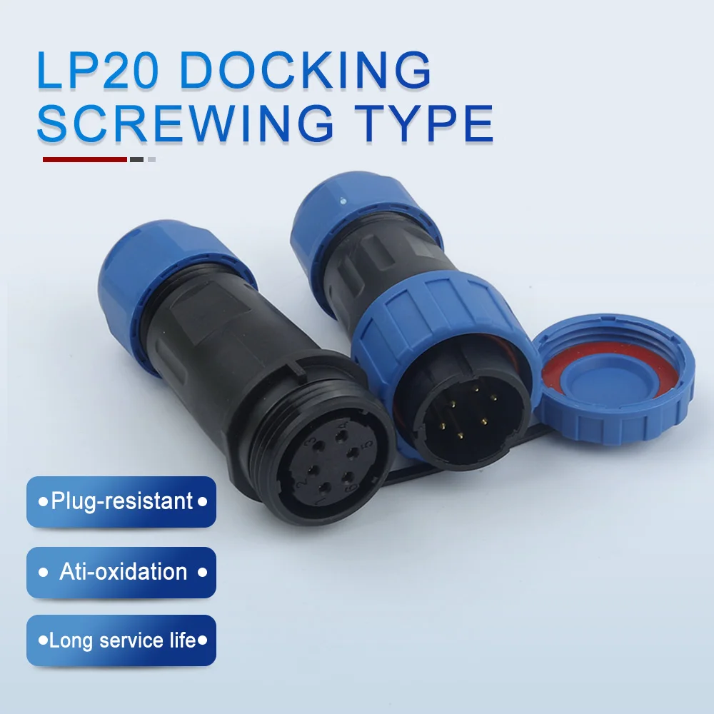

LP/SP20 Docking Screw Aviation Plug Socket Wiring IP68 Waterproof Cable Connector 2/3/4/5/6/7 Pin Male Female Quick Junction Box