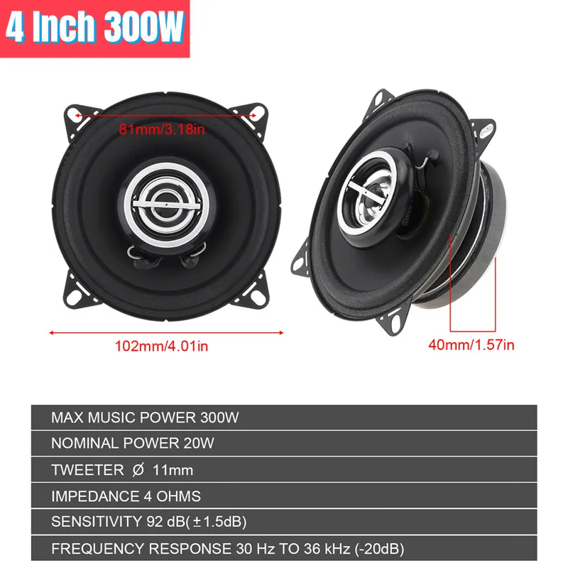 سماعات متحدة المحور للسيارات من قطعتين مقاس 4/5/6 بوصة 300 واط 400 واط ، استريو صوتي عالمي بمدى كامل ، تردد HiFi لمكبرات صوت السيارات