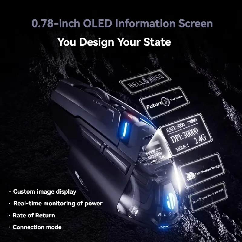 Inphic IN9 Ultra Gaming Mouse 2.4gWireless Vibration Feedback 8K Return Rate 30000DPI PAW3950 Custom Ergonomic Performance Mouse