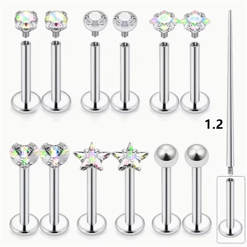 13 Stücke 16G Lippe Labret Medusa Ringe Ohrstecker Edelstahl Schlangenbiss Lippenringe Knorpel Tragus Helix Daith Ohrringe Für Frauen Männer