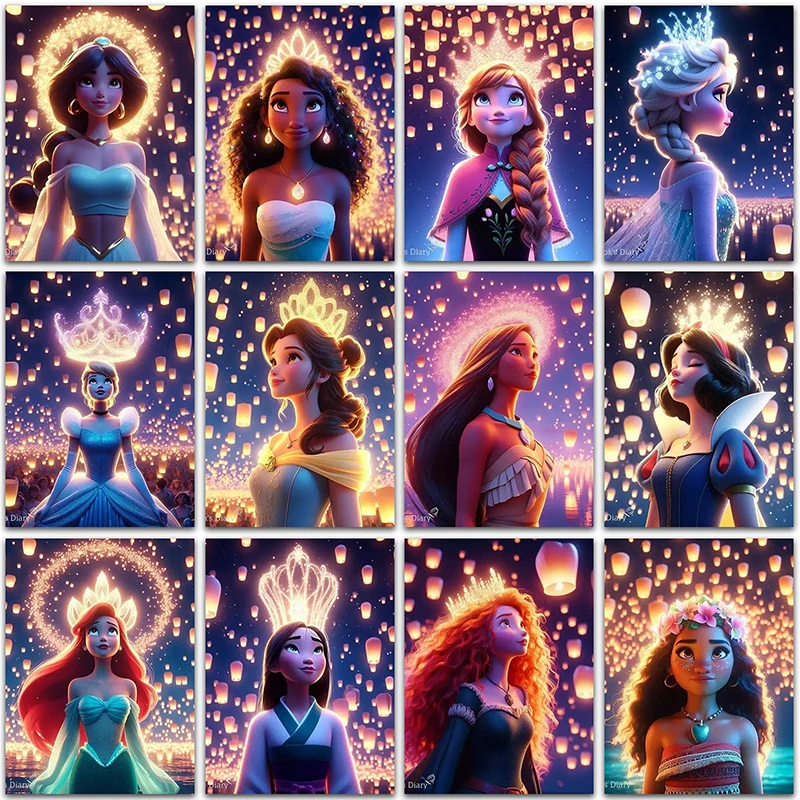 

Disney Princess Diamond Painting Kits Frozen Elsa Moana Snow White Home Decor Full Square&Round mosaic embroidery Cross stitch