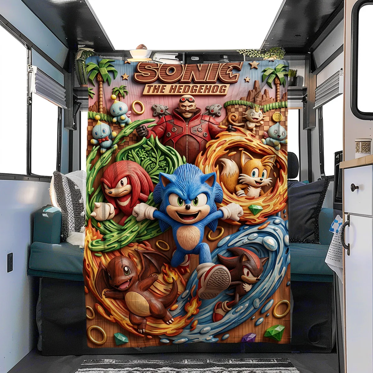 Sonic the Hedgehog  Warm Comfortable Printed Flannel Blanket Ideal for Bedrooms Sofas Beds Chairs Picnics Travel YUN6514