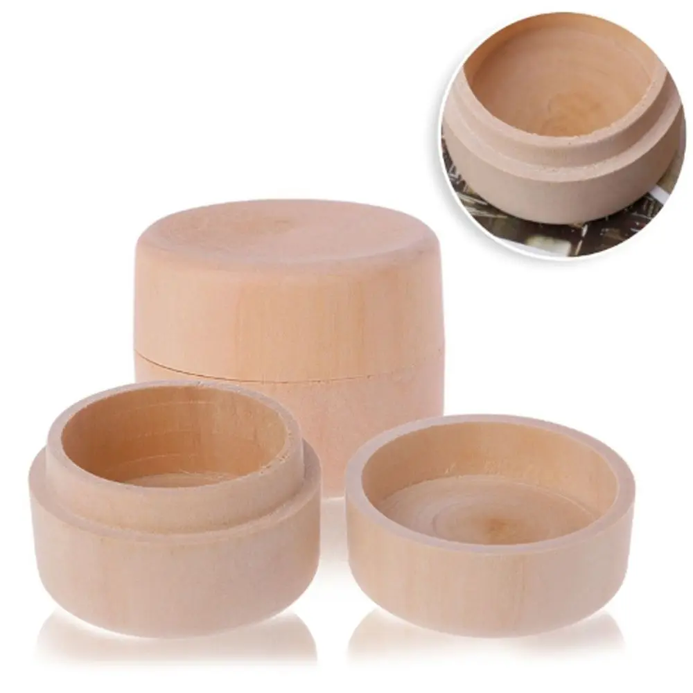 Round Wooden Vintage Craft Ring Natural Case Decorative Jewelry Storage Box