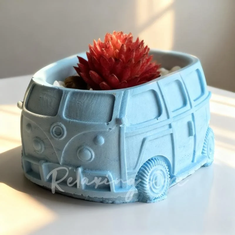 

Creative Bus Car Shape Cement Flowerpot Succulent Plants Pot Silicone Mold Gypsum Storage Jar Candle Cup Decoration Molds