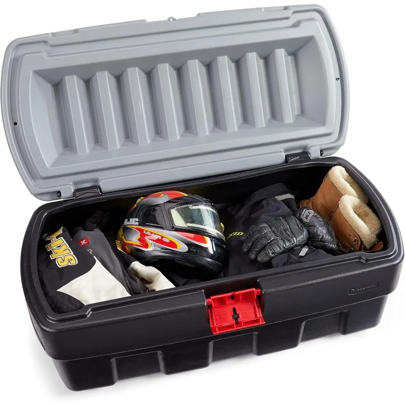 48-Gallonen-Schwarz-Action-Packer mit abschließbarem Riegel für den Innen- und Außenbereich, Aufbewahrungsbox für Zuhause, Garage, Hinterhof, einzeln