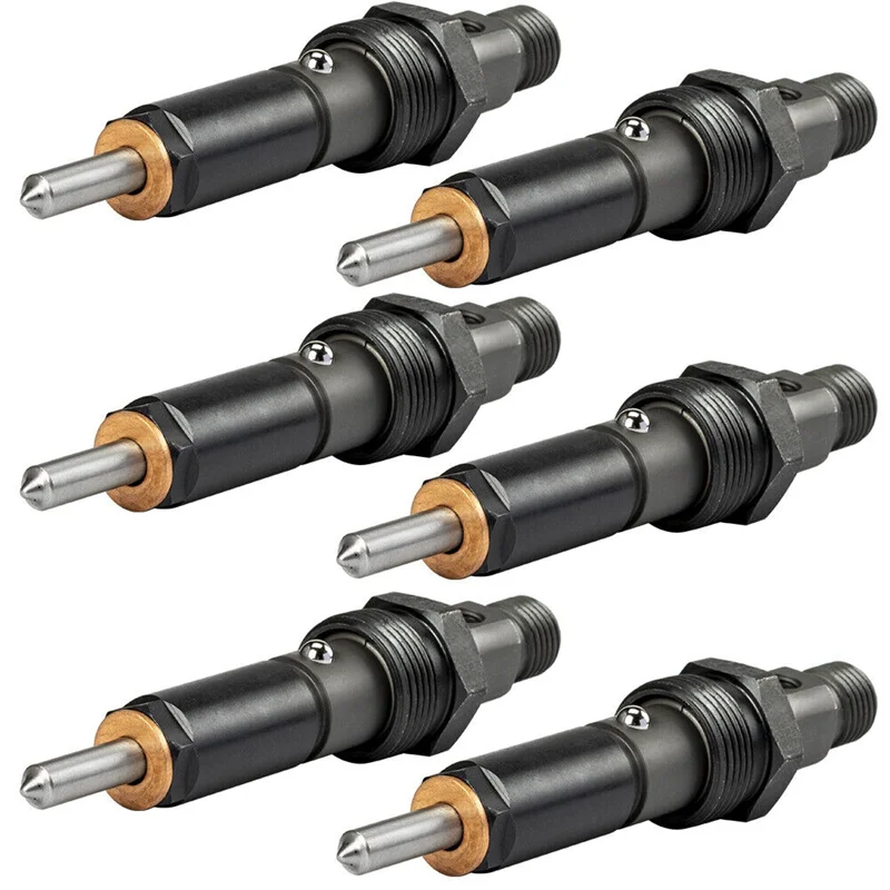 

6 Piece Fuel Injector Set W/Ring Kit 3283562 Black For Cummins 5.9L KDAL59P6 Nozzle Holder P7100 1994-1998-ABQA