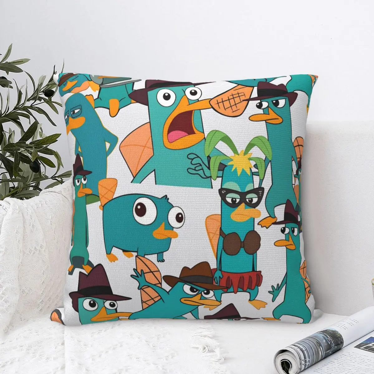 Perry The Platypus Square Pillow Covers Polyester Seat Comedy Cushion Cover Cool Decorative Pillow Cover 40*40