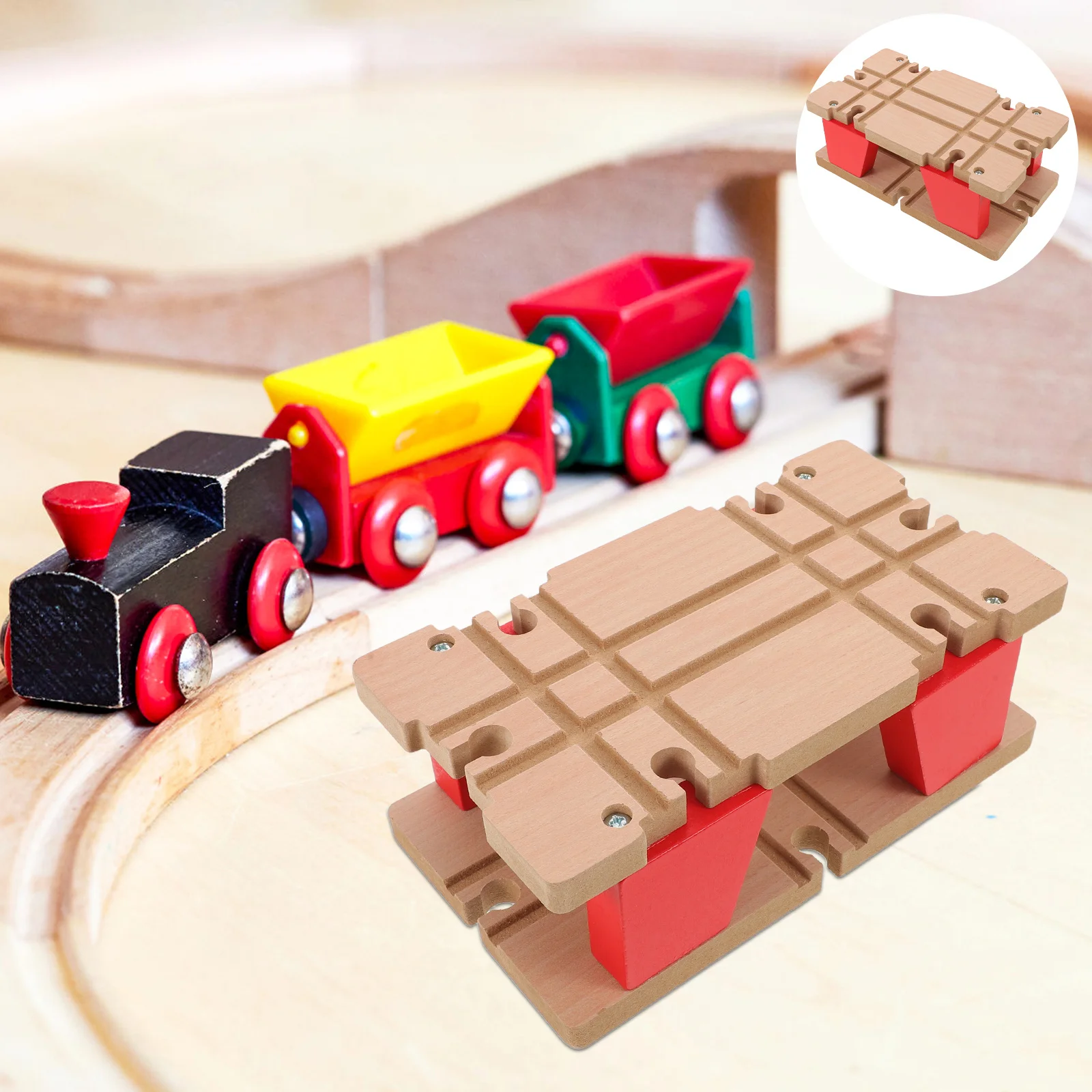 مسار القطار الخشبي 100 قطعة مجموعة السكك الحديدية لعبة البناء التعليمية السكك الحديدية المغناطيسية التفاعلية للأطفال بنين بنات #1