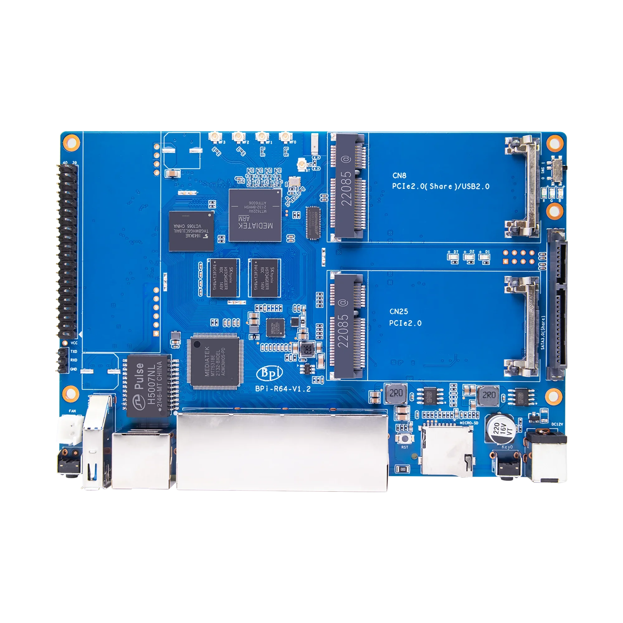 TopEsBanana PI BPI-R64 With MT7615 Module R64 Metal Case MediaTek MT7622 8G EMMC Flash 1G DDR3 Support Wifi Bluetooth POE 4G Mod