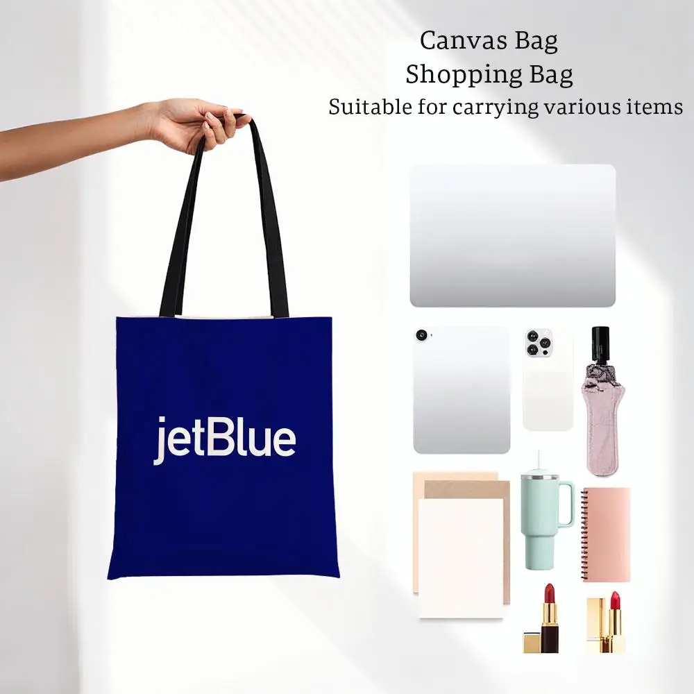 Modern J-JetBlue Airways Flight Storage Bags Lightweight Printed Canvas Bag Portable Daily Shopping Shoulder Bag
