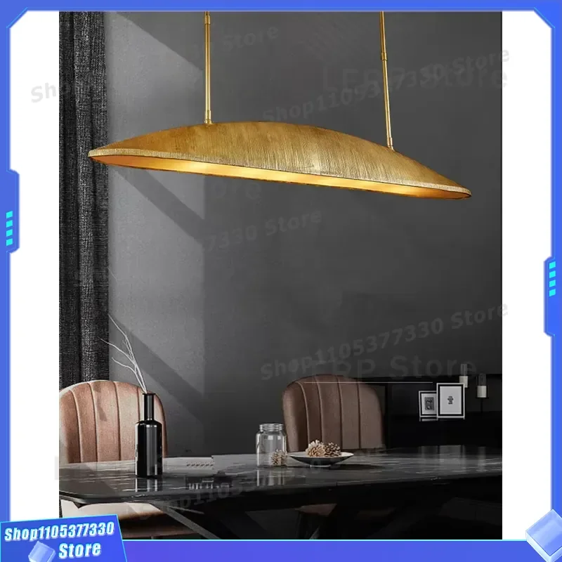 Custom American Luxury Gold Linear Pendant Light Large Brass Chandelier for Restaurant Kitchen Island Copper Hanging Lamp
