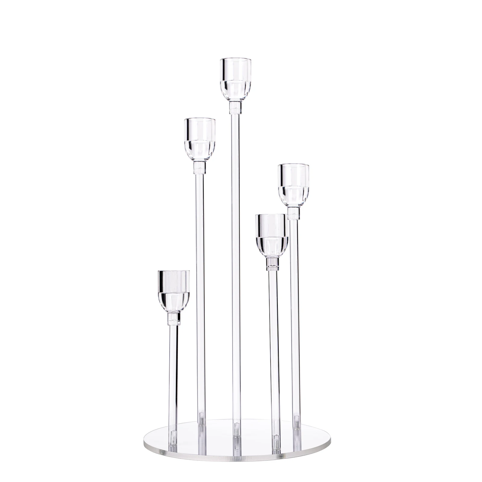 

Wholesale Acrylic 5 Arms Candle Holder Clear Candelabra Table Centerpieces Wedding Candlesticks Home Holiday Decoration