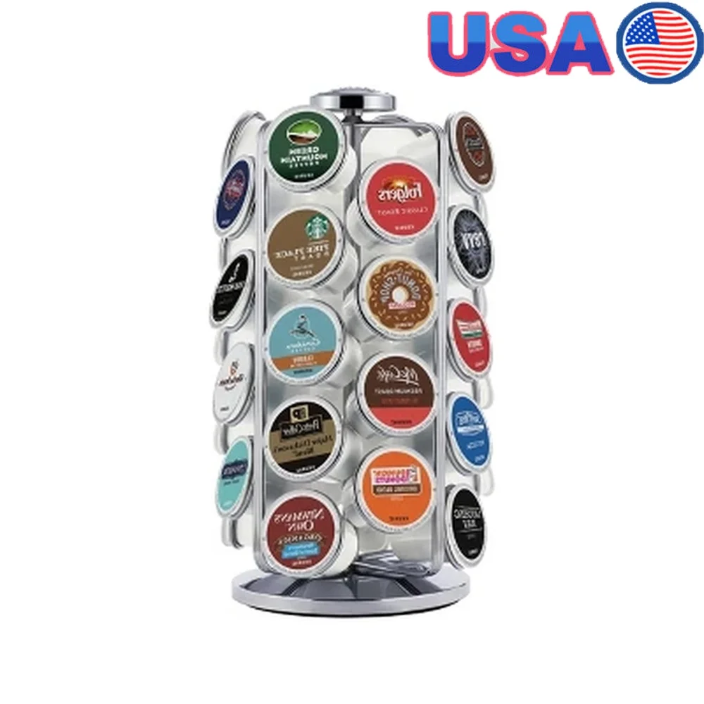 

Карусель с капсулами K-Cup 36, отдельно стоящий держатель для капсул кофе, металлическая стойка для хранения, органайзер, легкий доступ, кухонный дисплей для напитков