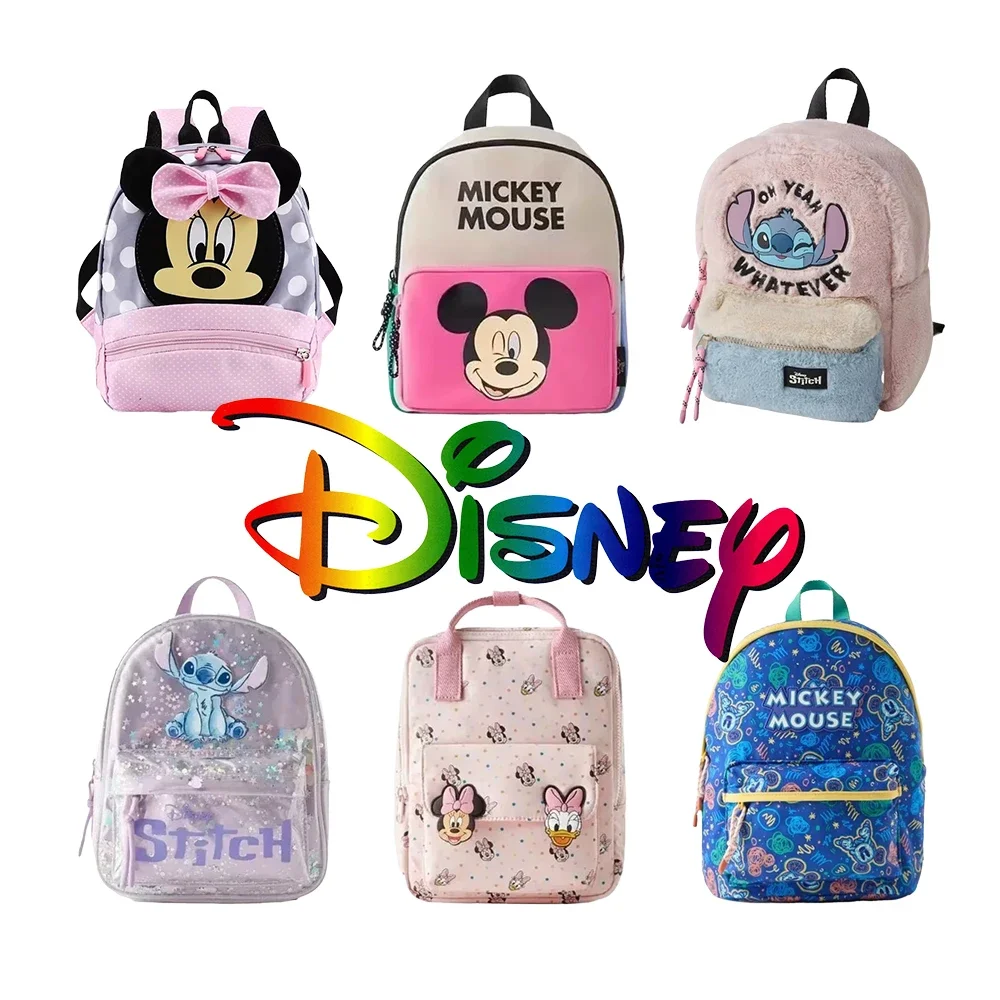 Disney Mickey Mouse Cartoon Fashion Backpack Women\'s Minnie Canvas School Bag Fashion Large Capacity Backpack Girls Mochila