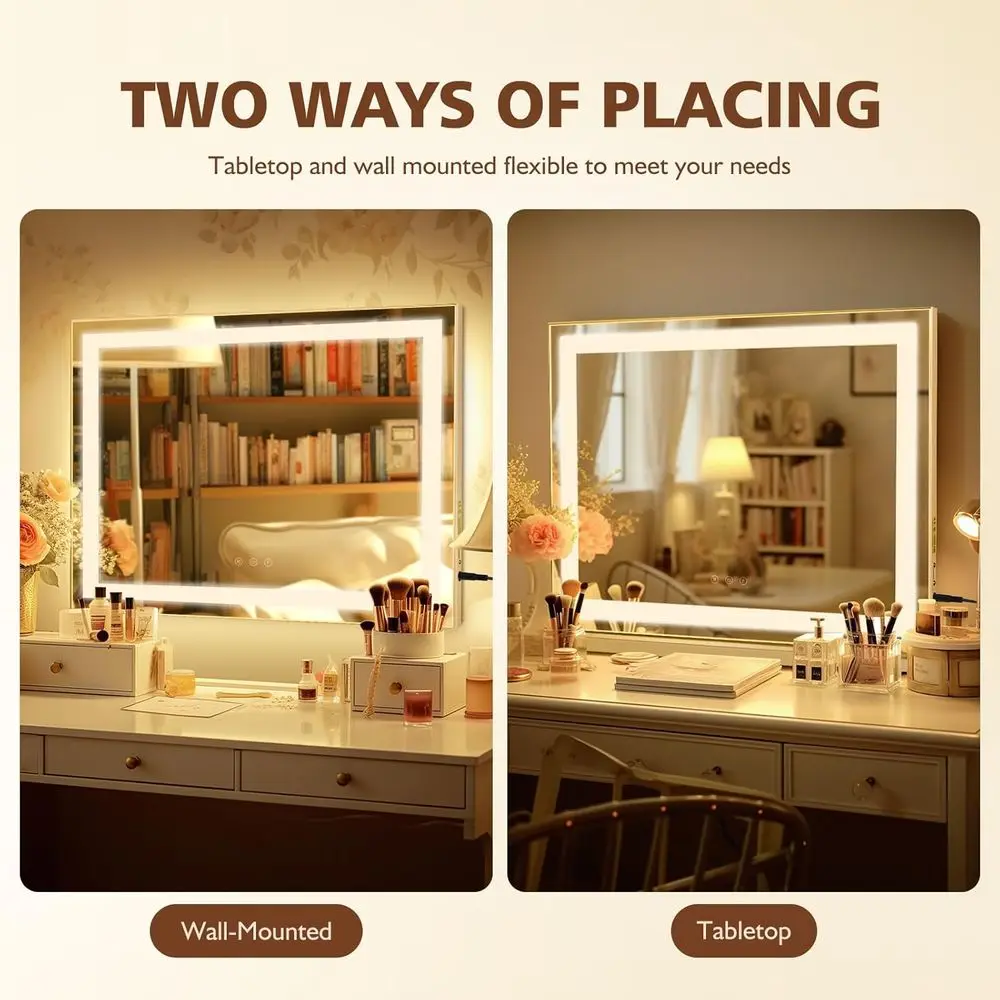 مرآة زينة مضيئة، 23 × 19، 10 مرات مدمجة مكبرة، أوضاع 3 ألوان، تحكم باللمس #4